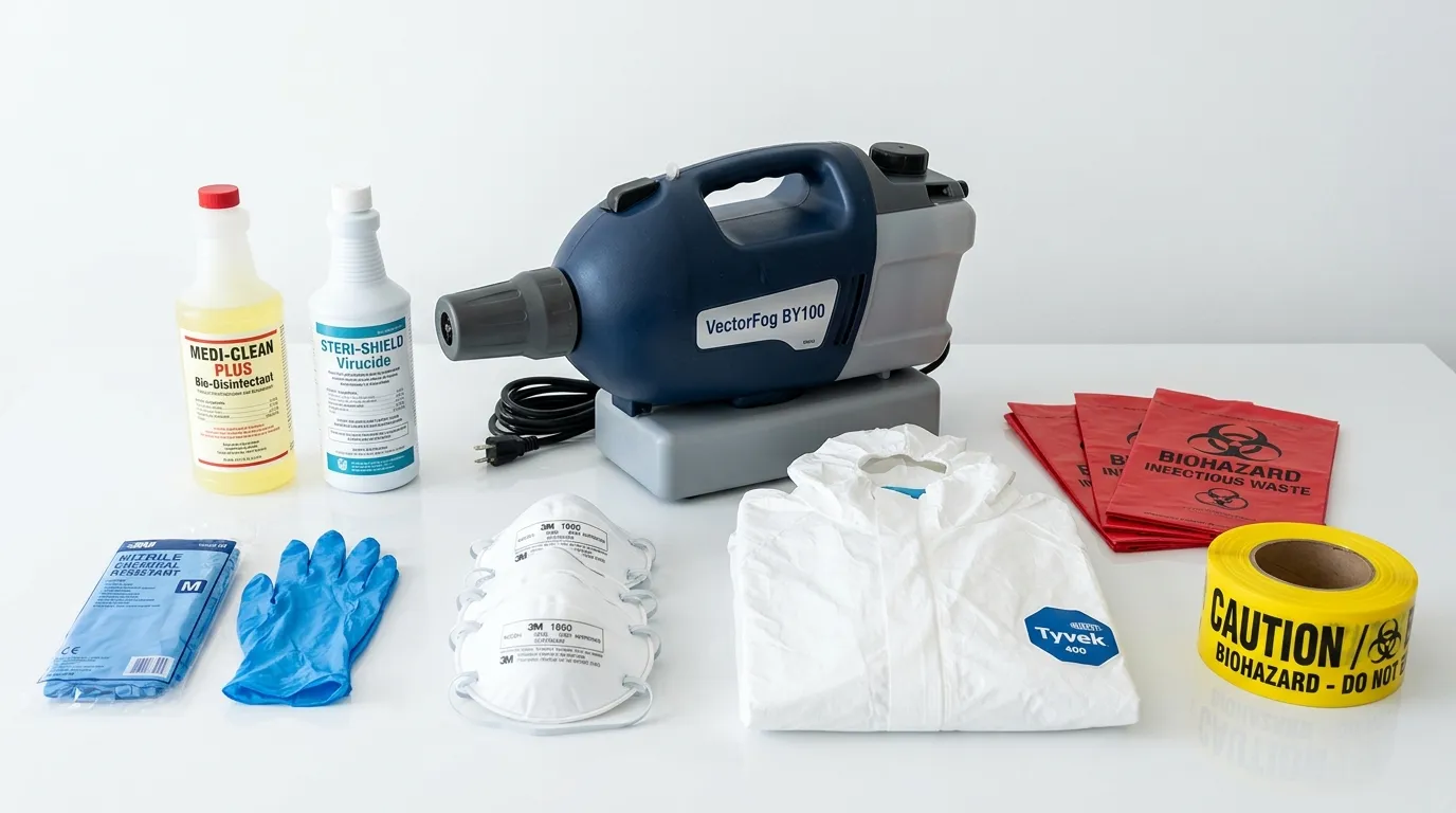 Professional biohazard remediation crew working in Modena Park